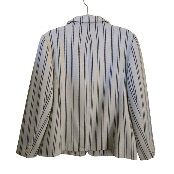 Talbots NWOT Aberdeen Knit Blazer Textured Ponte Stripe Cream Navy Size 16 - Picture 3 of 9